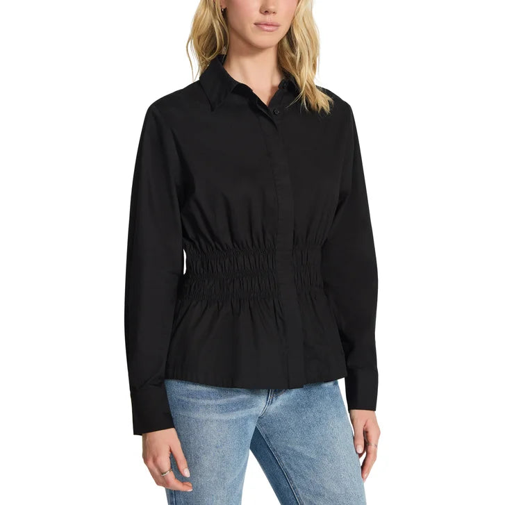 Steve Madden Women's Smock Waist Button Up Shirt