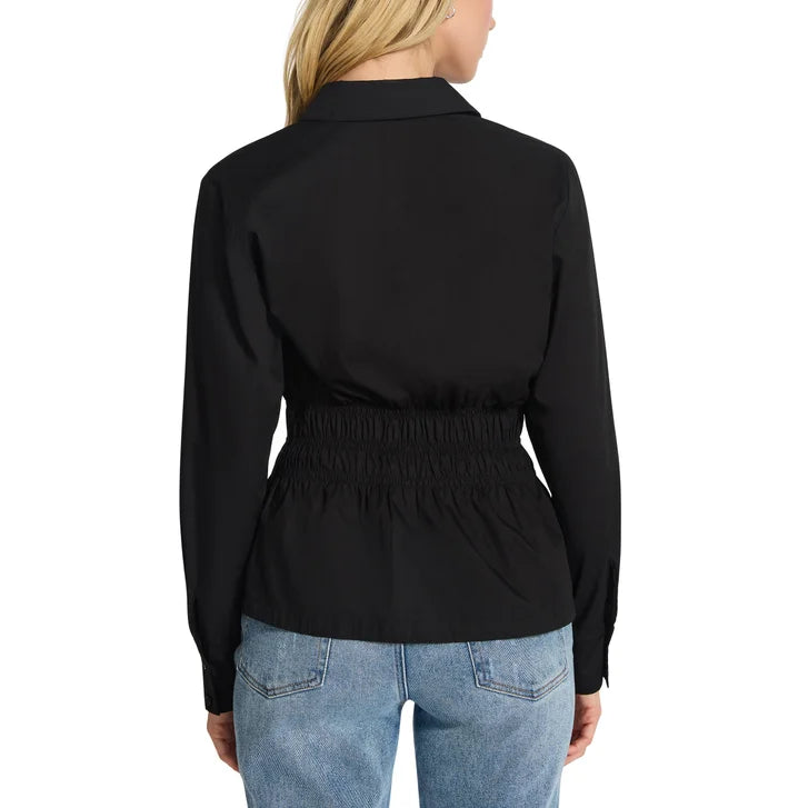 Steve Madden Women's Smock Waist Button Up Shirt