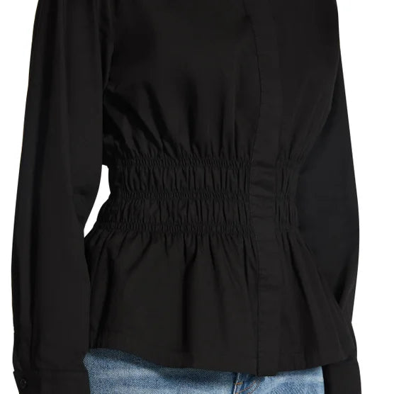 Steve Madden Women's Smock Waist Button Up Shirt