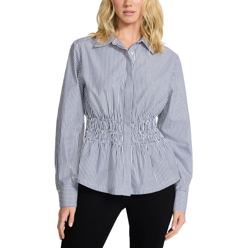 Steve Madden Women's Smock Waist Button Up Shirt