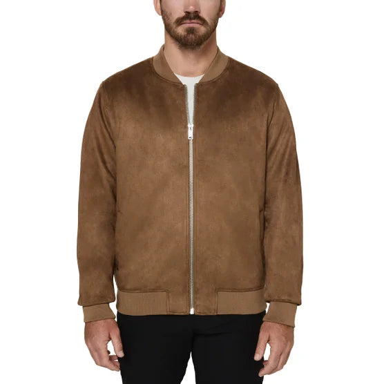 Infinity Mens Faux Suede Bomber Jacket