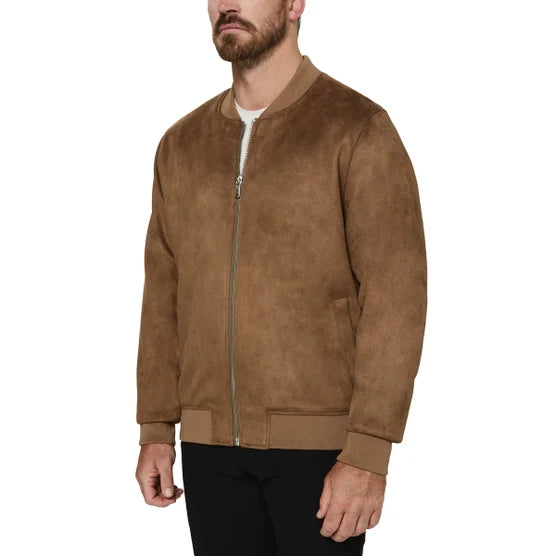 Infinity Mens Faux Suede Bomber Jacket