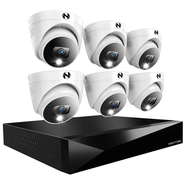 Night Owl 2-Way Audio 12-CH DVR Security System, 1TB 6 Wired 2K Cameras