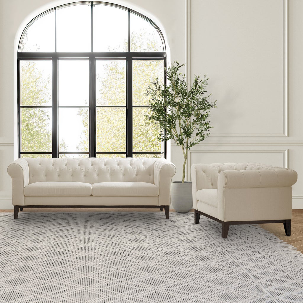 Gwen Fabric Chesterfield 2-piece Set, Sofa and Chair