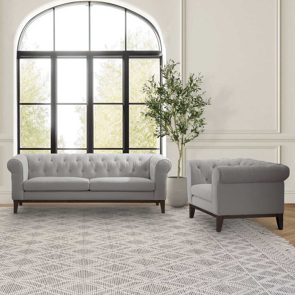 Gwen Fabric Chesterfield 2-piece Set, Sofa and Chair