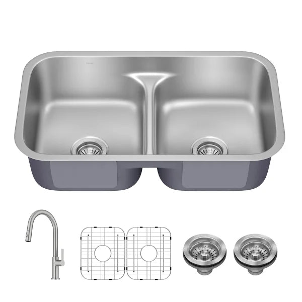 Kraus 33” Undermount Stainless Steel Kitchen Sink with Pull Down Faucet