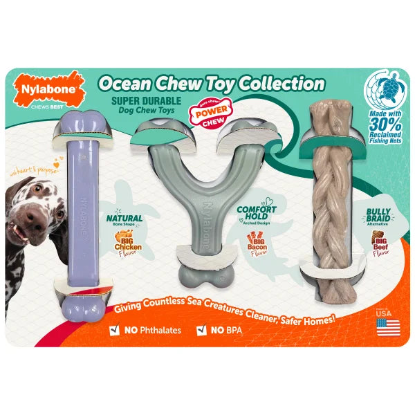 Nylabone Ocean Chew Dog Toy Collection, 3-count
