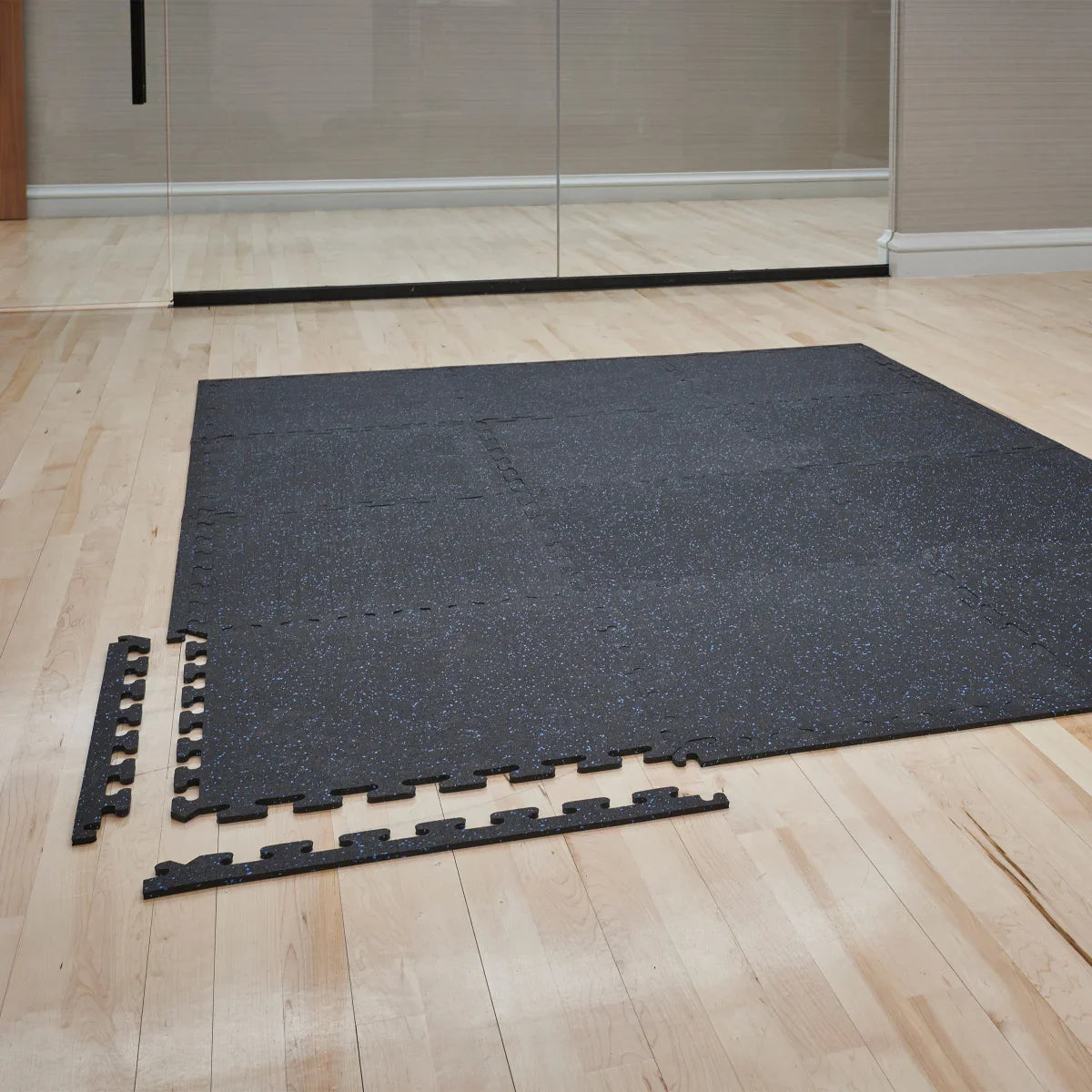 EZ Flex Interlocking Recycled Rubber Floor Tiles with Edges, 30.72 sq ft