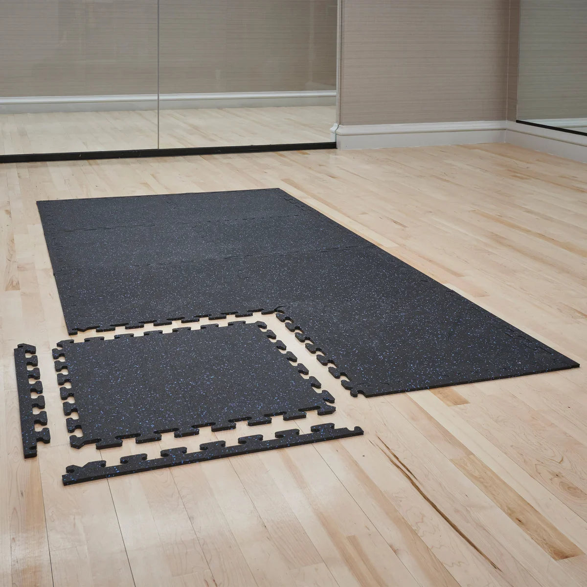 EZ Flex Interlocking Recycled Rubber Floor Tiles with Edges, 30.72 sq ft