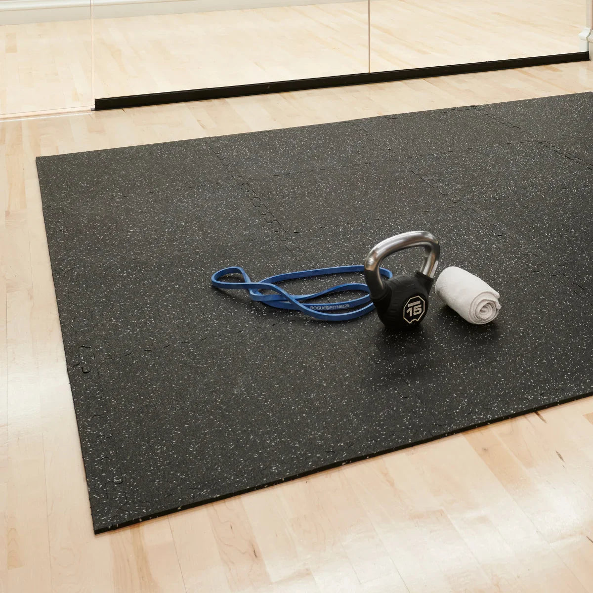 EZ Flex Interlocking Recycled Rubber Floor Tiles with Edges, 30.72 sq ft