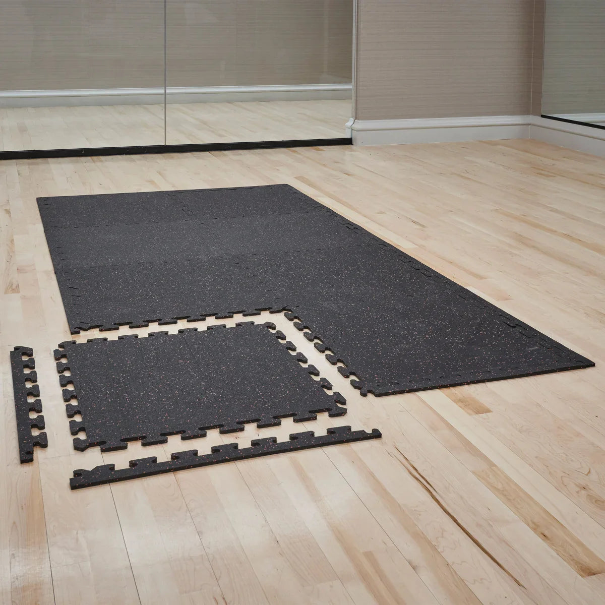 EZ Flex Interlocking Recycled Rubber Floor Tiles with Edges, 30.72 sq ft