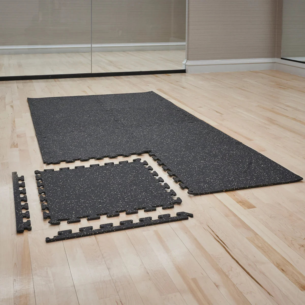 EZ Flex Interlocking Recycled Rubber Floor Tiles with Edges, 30.72 sq ft