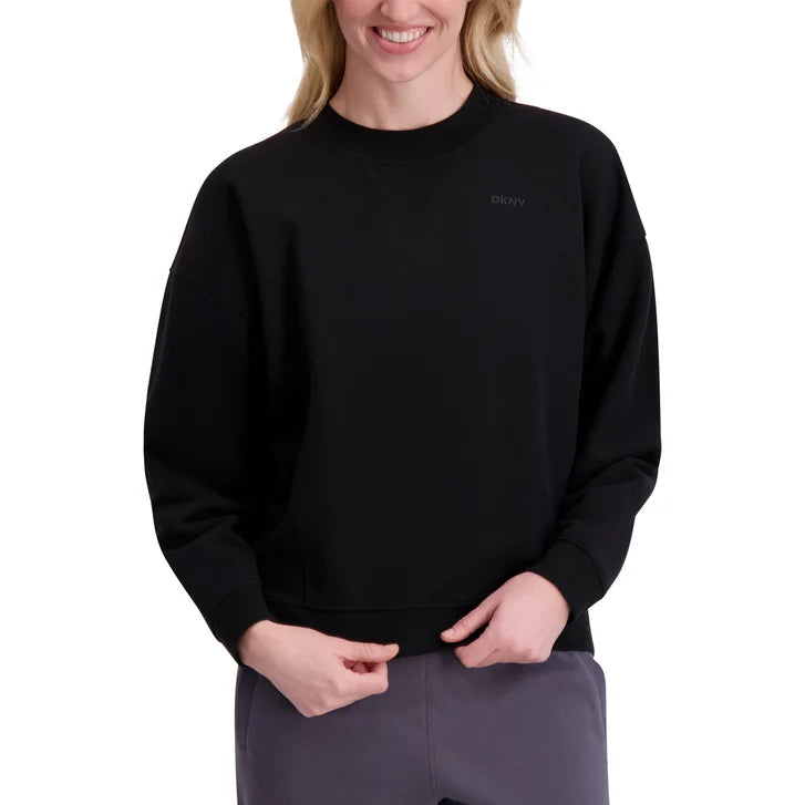 DKNY Women's Logo Fleece Crewneck