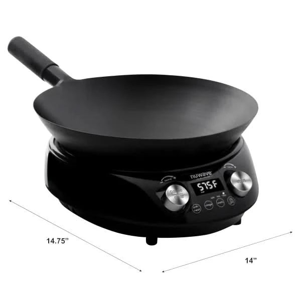 Nuwave Induction Hot Wok with 14" Carbon Steel Wok, Glass Lid & Stand