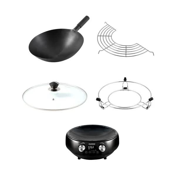 Nuwave Induction Hot Wok with 14" Carbon Steel Wok, Glass Lid & Stand