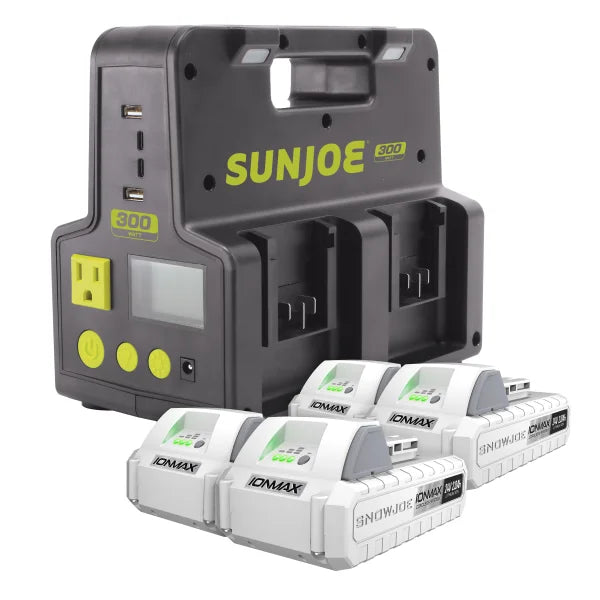 Sun Joe 24V Cordless Power Station with 4 x 2Ah Batteries