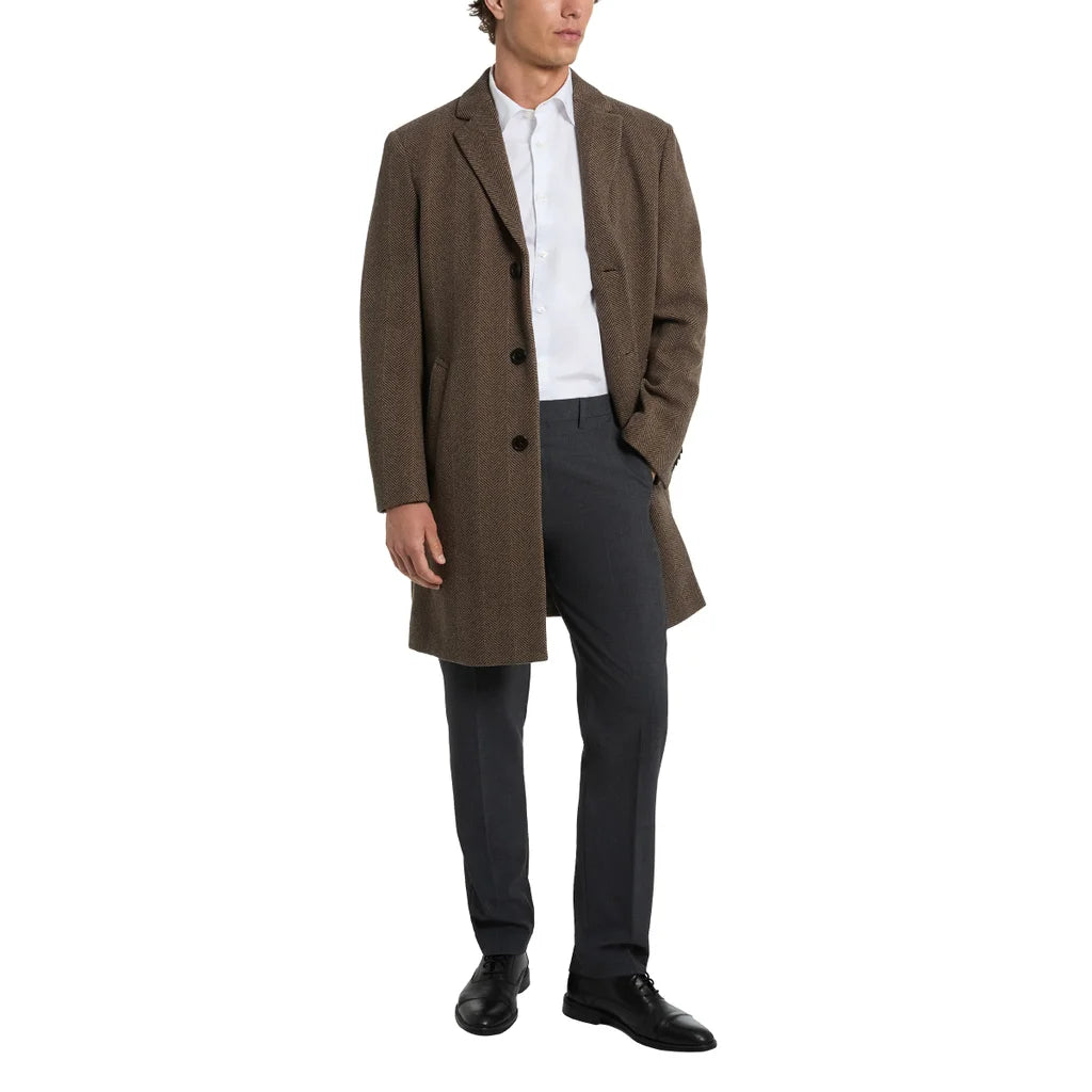 Kenneth Cole Mens Herringbone Overcoat
