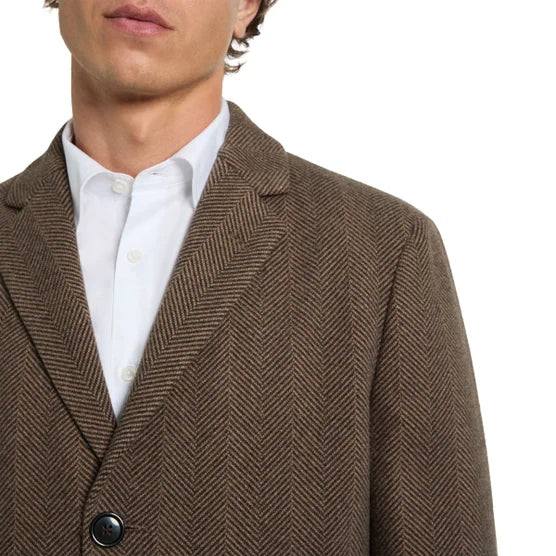 Kenneth Cole Mens Herringbone Overcoat