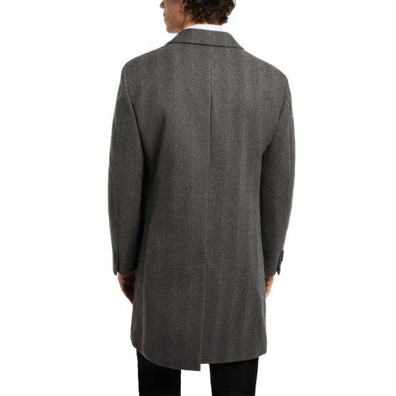 Kenneth Cole Mens Herringbone Overcoat
