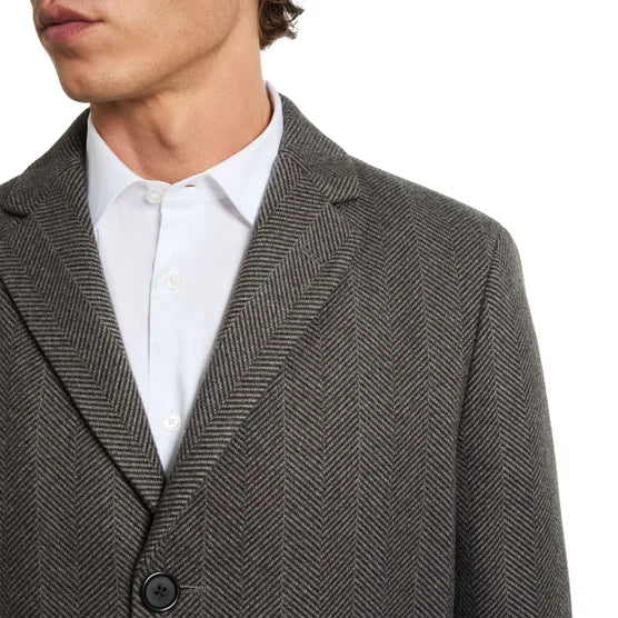 Kenneth Cole Mens Herringbone Overcoat