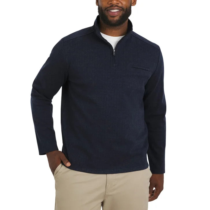 DKNY Men's Herringbone Quarter Zip