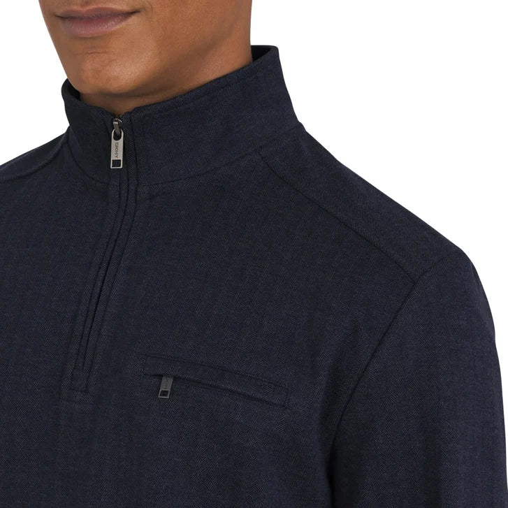 DKNY Men's Herringbone Quarter Zip