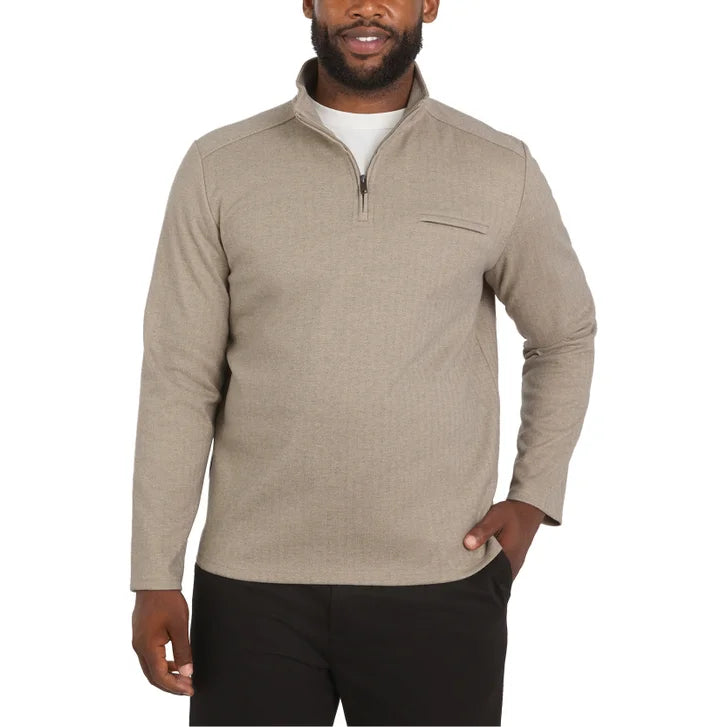 DKNY Men's Herringbone Quarter Zip
