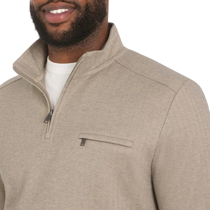 DKNY Men's Herringbone Quarter Zip