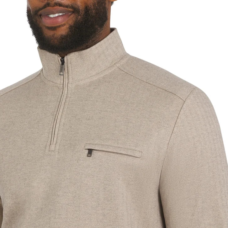 DKNY Men's Herringbone Quarter Zip