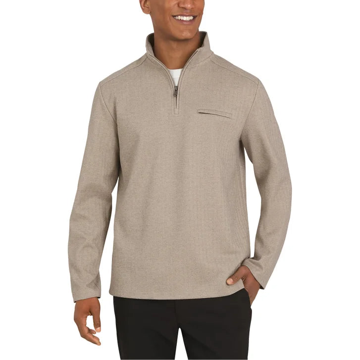 DKNY Men's Herringbone Quarter Zip