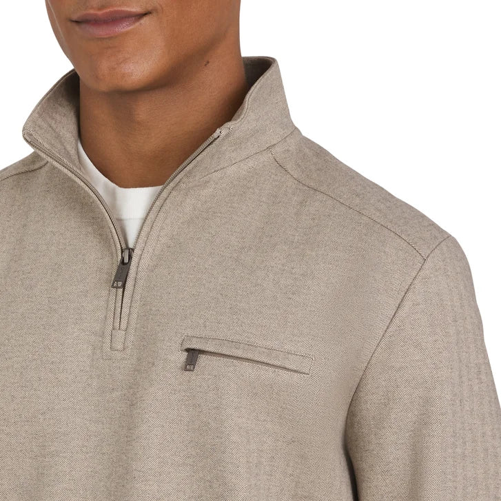 DKNY Men's Herringbone Quarter Zip
