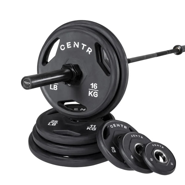 Centr by Inspire 300 lb. Rubber Olympic Weight Set with Bar