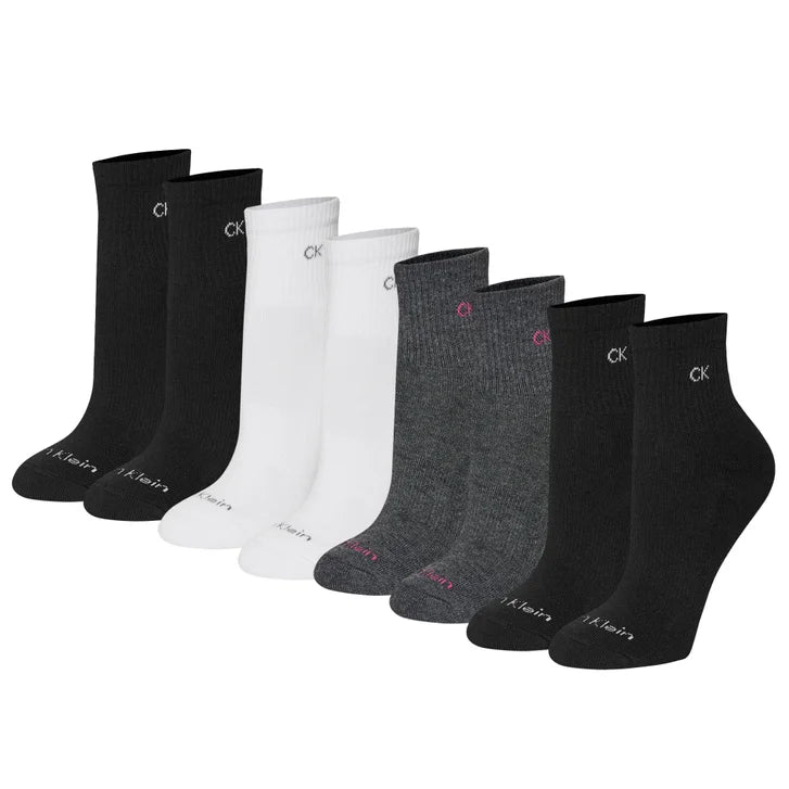Calvin Klein Women's High Quarter Sock, 8-pair