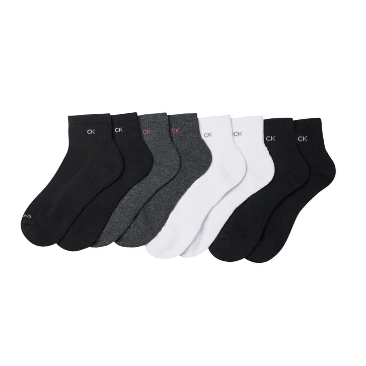 Calvin Klein Women's High Quarter Sock, 8-pair