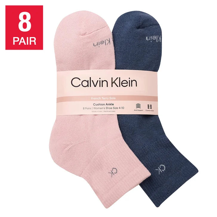 Calvin Klein Women's High Quarter Sock, 8-pair