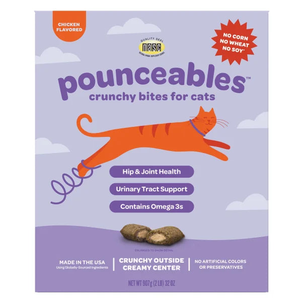 Pounceables Crunchy Bites for Cats, Chicken Flavor, 32oz