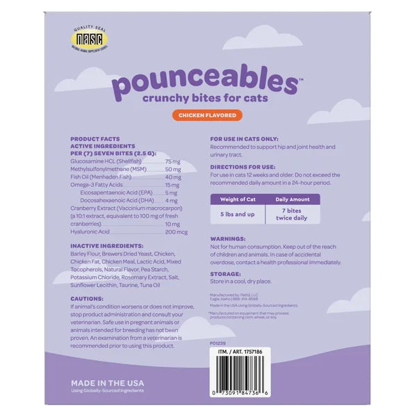 Pounceables Crunchy Bites for Cats, Chicken Flavor, 32oz