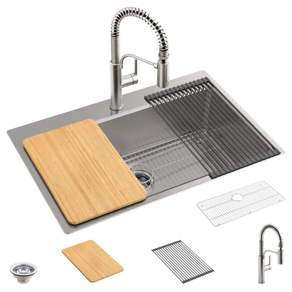 Kohler Provo 33" Dual Mount Single-bowl Workstation Kitchen Sink Kit