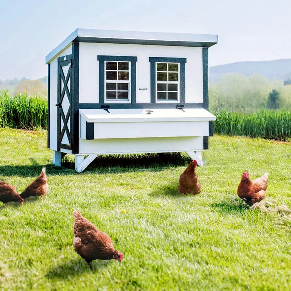 OverEZ Farmhouse Large Chicken Coop with Feeder, Waterer, and Bedding