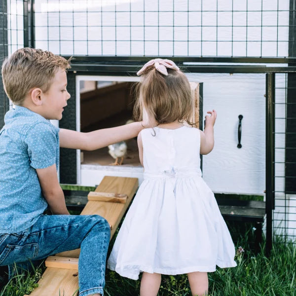OverEZ Farmhouse Large Chicken Coop with Feeder, Waterer, and Bedding