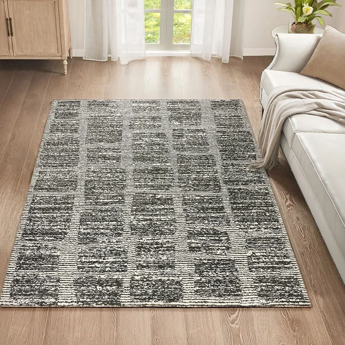 Foxwood Cozy Area Rug Collection, Alva Cream Charcoal