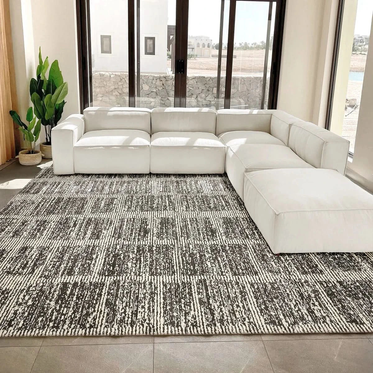 Foxwood Cozy Area Rug Collection, Alva Cream Charcoal