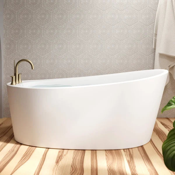 Jacuzzi Bria Freestanding White Acrylic Slipper Bath with Drain
