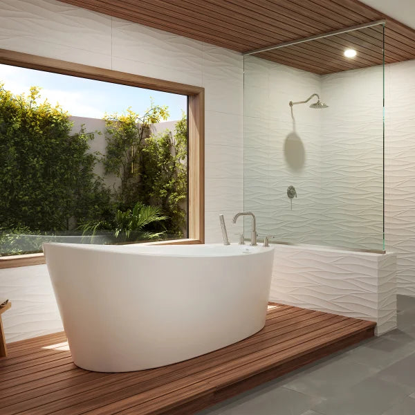 Jacuzzi Bria Freestanding White Acrylic Slipper Bath with Drain