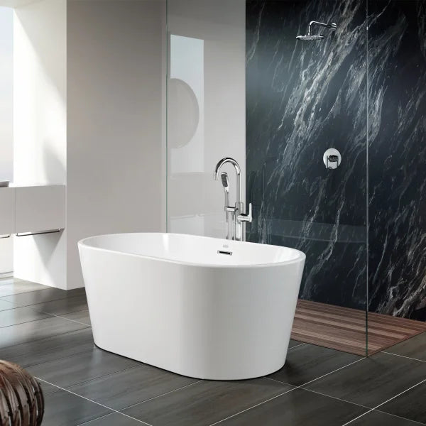 Jacuzzi Celeste Freestanding White Soaking Bath with Chrome Drain