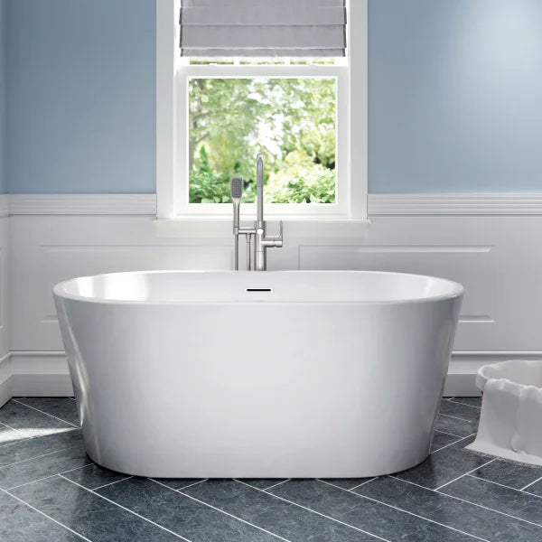 Jacuzzi Celeste Freestanding White Soaking Bath with Chrome Drain