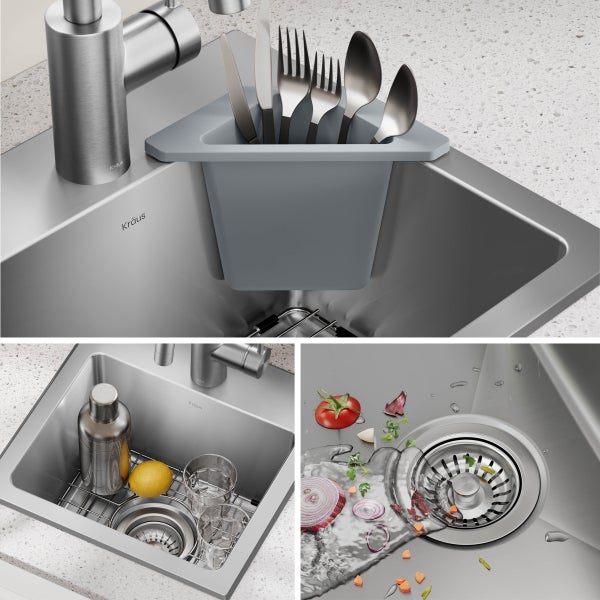 KRAUS Drop In Single Bowl 18 Gauge Stainless Steel Sink