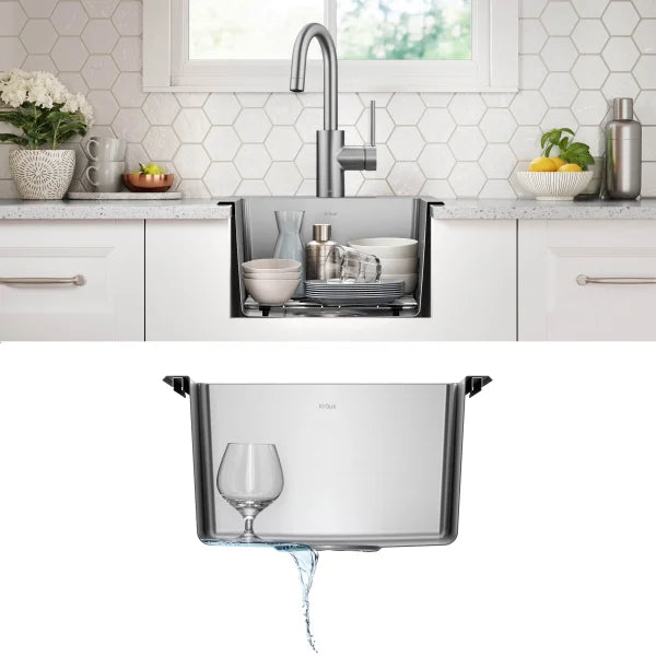 KRAUS Drop In Single Bowl 18 Gauge Stainless Steel Sink