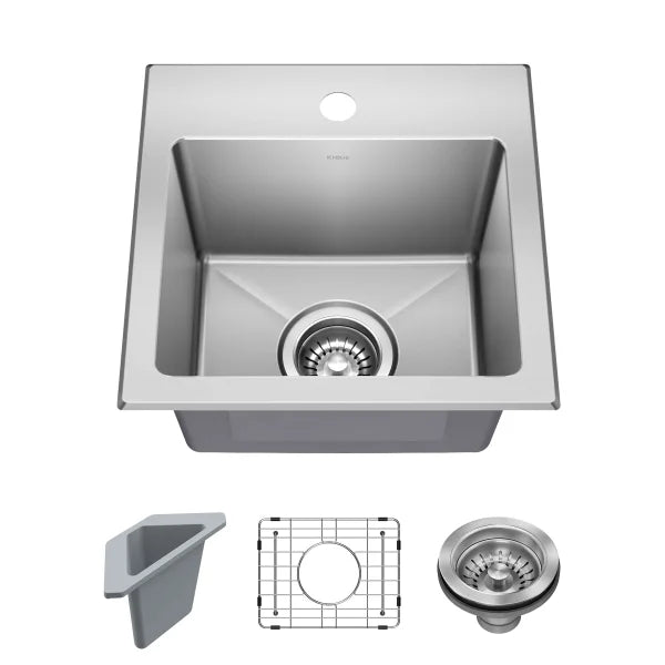 KRAUS Drop In Single Bowl 18 Gauge Stainless Steel Sink
