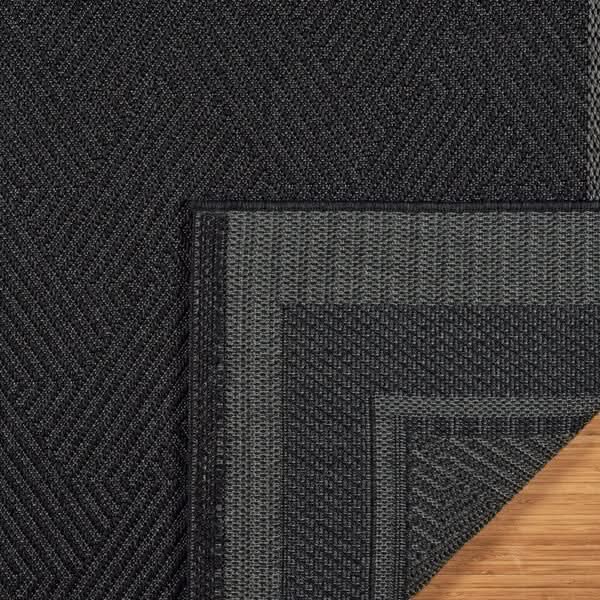 Ravenna Indoor/Outdoor Rug, Geo Border Charcoal
